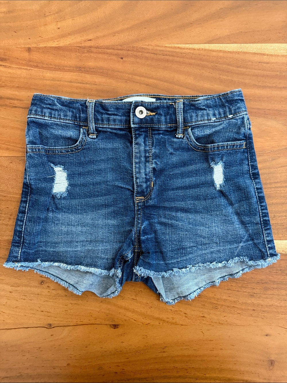 Abercrombie & Fitch Medium Blue Distressed Denim Cutoff Shorts